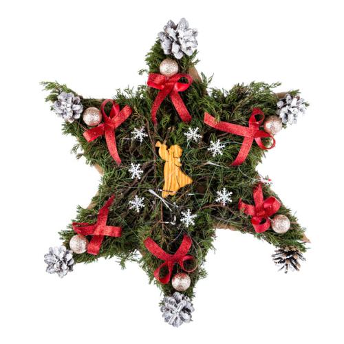 stock-photo-christmas-wreath-in-the-shape-of-a-star-isolated-on-white-backgr